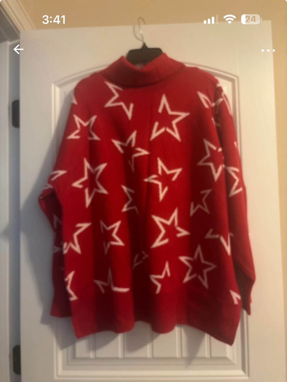 Lane Bryant Red Turtleneck Sweater with White Star Pattern